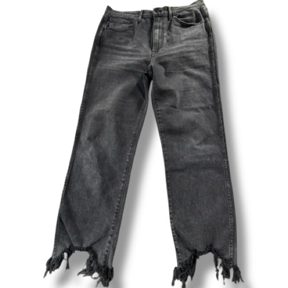 3x1 NYC Denim Austin Crop Fray Straight-Leg Jeans Rush Washed Black Gray Size 30 - Picture 2 of 11